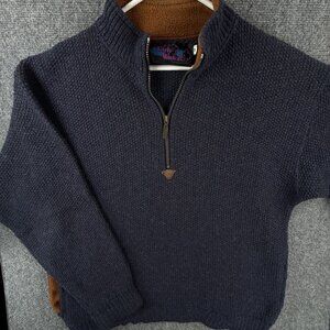 VTG Early Winters Knit Sweater Blue Size Medium 1/4 Zip Pullover Long Sleeve
